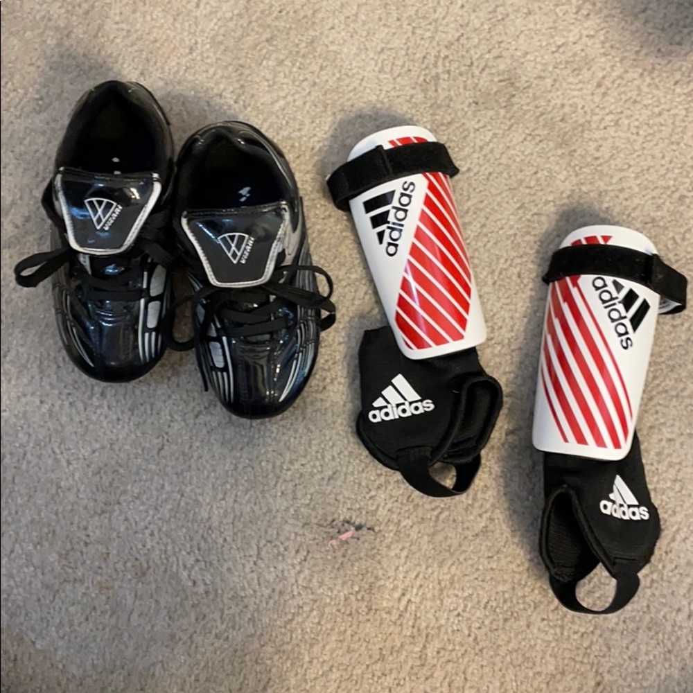 Soccer Cleats and Adidas Shin Guards